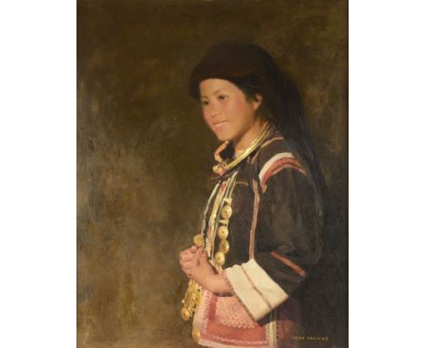 Chen Yanning (Chinese, b.1945). 'Portrait of a Hainan Girl', c.1987, oil on canvas, signed in Pinyin 'CHEN YANNING' lower rig