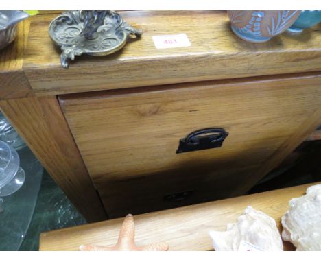 SUBSTANTIAL LIGHT OAK TWO-DRAWER FILING CABINET.