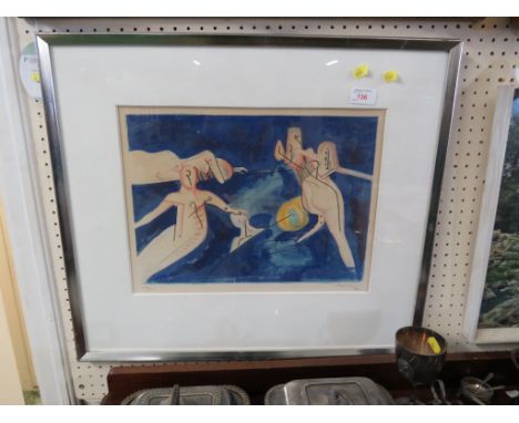 FRAMED AND GLAZED LIMITED EDITION COLOURED PRINT SIGNED AND DATED FREDDIE 76