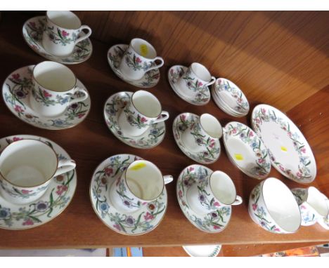ROYAL WORCESTER FLUERETTE PATTERN COFFEE SERVICE INCLUDING SUGAR BOWL AND CREAM JUG.