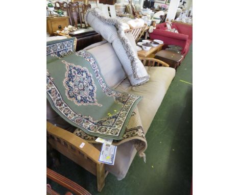 FUTON COMPANY LIGHT OAK LARGE SOFA BED.