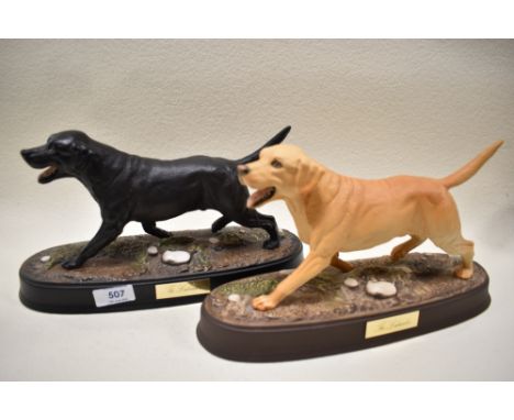 Two Beswick studies, The Labrador, both on ceramic bases, black and golden 3062A