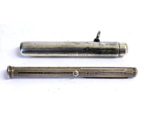 A Sampson Mordan Victorian Silver Combination Retractable Pencil and Pen, London 1890, with integral penknife/quill sharpener
