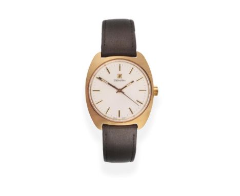A Gold Plated Centre Seconds Wristwatch, signed Zenith, circa 1970, (calibre 2562) lever movement signed, silvered dial with 