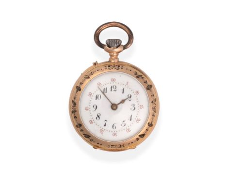 A Lady's Enamel fob watch, signed Vue Buchard A Trouville, circa 1900, cylinder movement, enamel dial with Arabic numerals, m