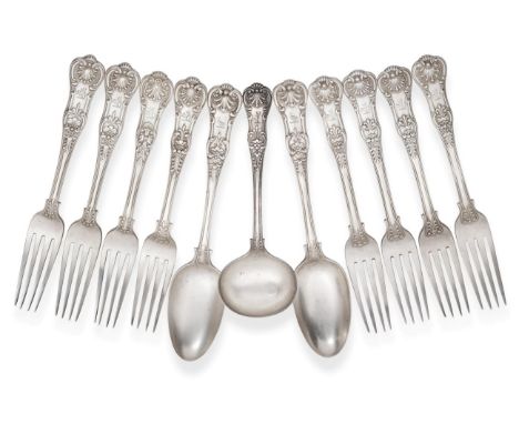 A Group of George IV/Victorian Silver Queen's Pattern Flatware, various makers including William Eaton, Elizabeth Eaton and C