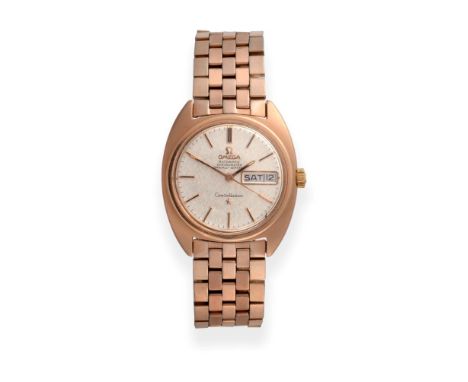 A Gold Plated and Steel Automatic Day/Date Centre Seconds Wristwatch, signed Omega, Chronometer, Officially Certified, model:
