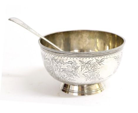 A Victorian Silver Sugar Bowl and Spoon, the bowl William Evans, the spoon Aldwinckle & Slater, both London 1883, with Aesthe