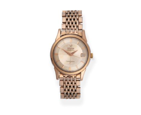 A Gold Plated and Steel Automatic Calendar Centre Seconds Wristwatch, signed Omega, Chronometer, model: Constellation, 1962, 