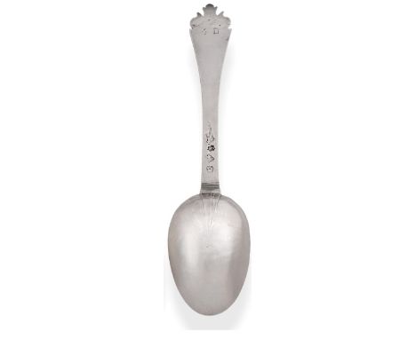 A Late 17th Century Dutch Silver Table Spoon, Cornelis De Haan, Rotterdam 1692, with rat tail bowl, the elaborately shaped te