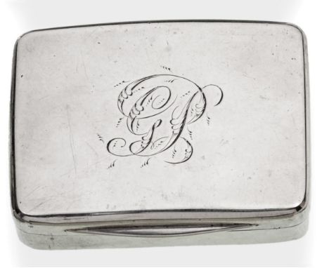 A George III Provincial Silver Snuff Box, Robert Cattle & James Barber, York, 1807, rectangular with rounded corners, hinged 