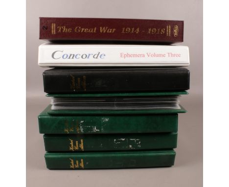 Seven albums of stamps and first day covers, mostly covering military &amp; aviation. Approx. 600 in total.  Condition good. 
