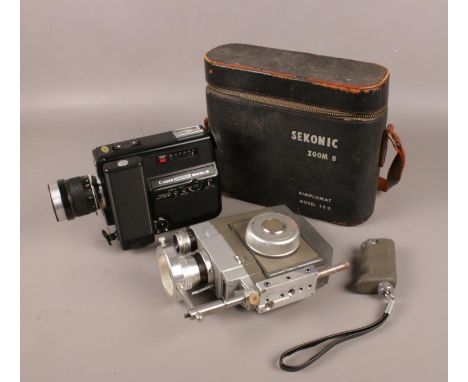 Two vintage cine cameras. Includes Canon Canosound 514XL-S and a Sekonic Zoom 8 Simplomat.  