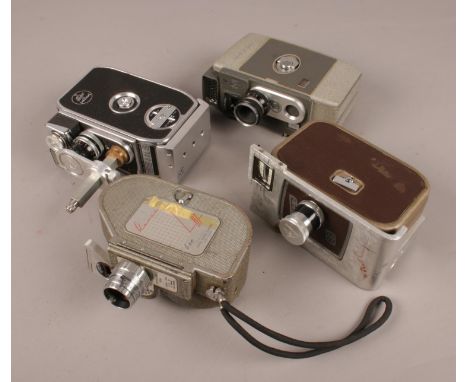 Four vintage cine cameras. Includes Bolex Paillard B8L, Specto 88, Revere and Yashica-M.  