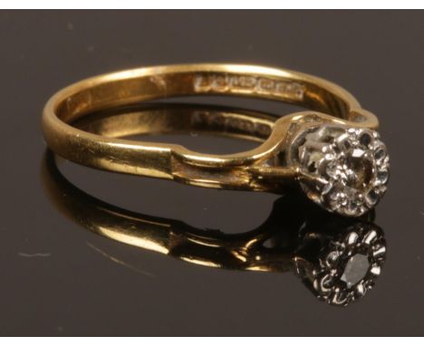 A vintage 18ct gold solitaire ring. Size M. Weight 1.94g.  