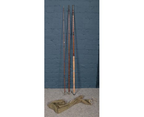 A vintage 'The Wye' split cane three piece fishing rod.  