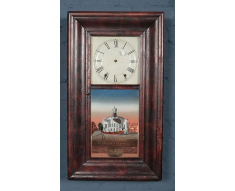 An E.C Brewster &amp; Son American wall clock. With Merchants' Exchange Philadelphia panel and enamel dial.  