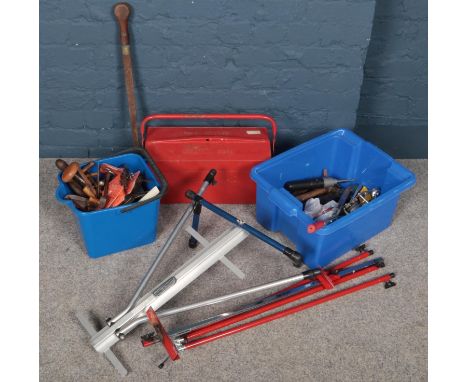 A large quantity of tools. Including Draper toolbox, drill bits, hammers, wrenches, etc.  