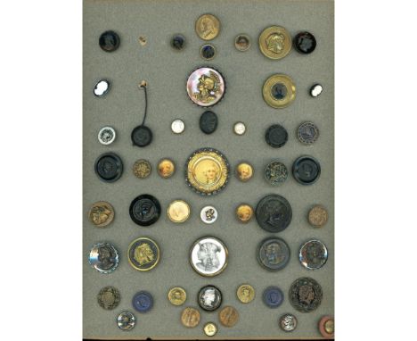 50 Small-Med-Large picture buttons from the Victorian era. This card includes a wonderful large Liverpool Transfer on porcela