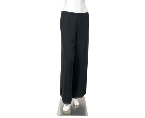 Original vintage JS Collections Petite classy extra wide leg black trousers with zipper on the back closure. USA size 12. Pan