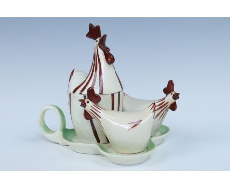 A Hummel cockerel cruet set