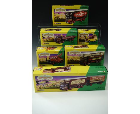 Six Corgi Classics "The Showman Range"; Morris 1000 Advance Publicity van set 06601, Scammell Highwayman crane set 16101, Ley