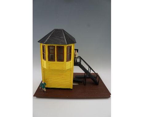 An Aristocraft signal tower for garden model railway