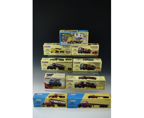 Five Corgi Classics "The Brewery Collection"; Esso tanker, Scammell Highwayman and trailer, ERF six-wheel rigid and a Scammel