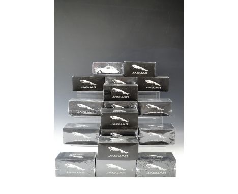 Sixteen Atlas Editions boxed Jaguar die-cast model cars