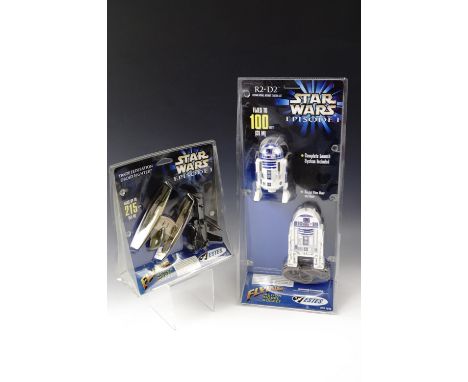 A Star Wars Episode I R2-D2 flying model rocket kit together with a Trade Federation action model rocket, both in original pa