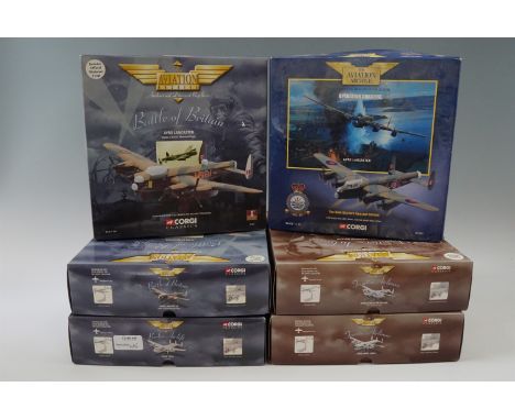 Six boxed Corgi "Aviation Archive" die-cast model areoplanes including Avro Lancaster, Avro York etc
