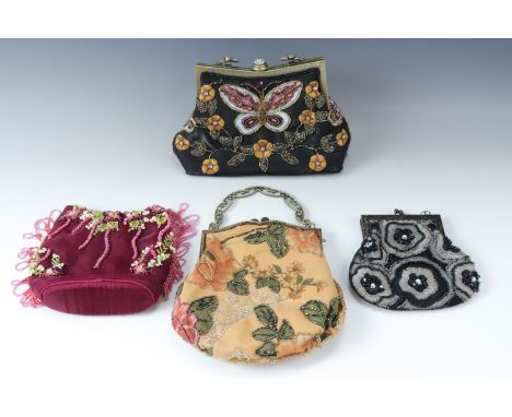 Four vintage ladies' beadwork bags