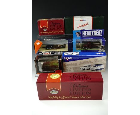 A Matchbox "Collectors Limited Edition" millennium tractor trailer together with a 1922 Christmas Scania Vabis post bus, Corg