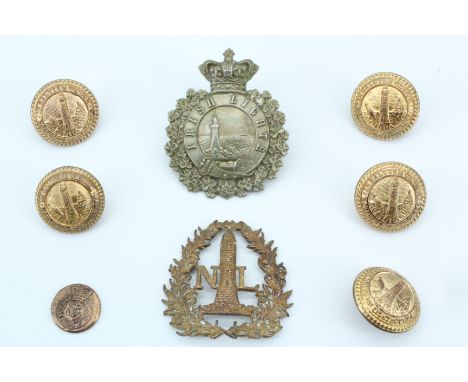 A late Georgian or early Victorian Coast Guard button together with lighthouse service badges and buttons