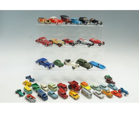 A quantity of die-cast model cars including Matchbox, Dinky etc together with a small quantity of play-worn die-cast motor ve