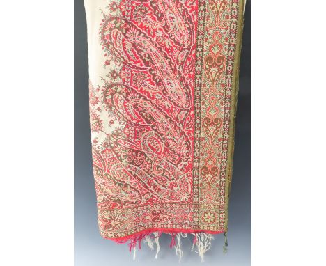 A vintage Eastern influenced hand decorated tassel throw, 155 x 155 cm
