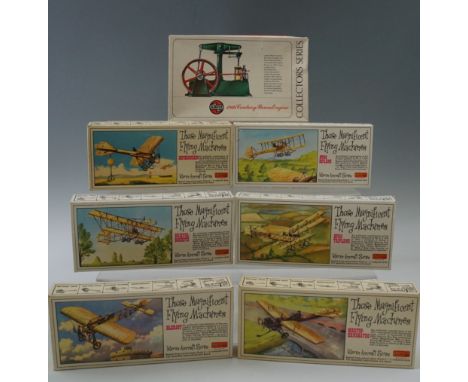 Six Inpact model aircraft kits "Those Magnificent Flying Machines" together with a 19th Century beam engine model kit