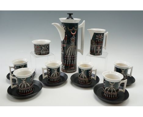 A Portmerion "Magic City" coffee set designed by Susan William-Ellis