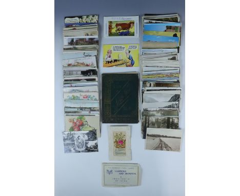 Vintage postcards including a Great War silk postcard, humorous, Scottish, "The Album of North Wales Views", etc 