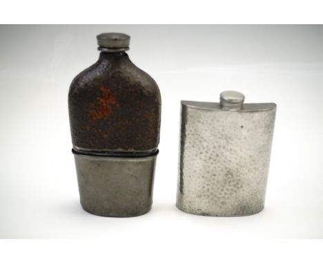 A pewter hip flask and one other 