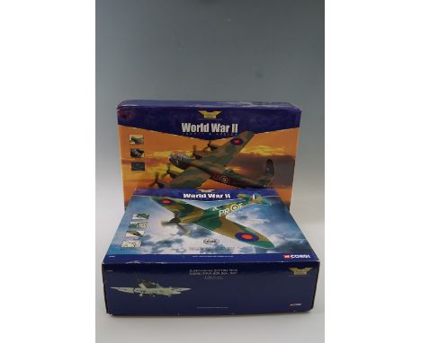 The Corgi "Aviation Archive WW2" die-cast 1:32 scale model submarine Spitfire MK1A together with a Avro Lancaster 1 "Admiral 