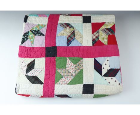 A vintage patchwork quilt, 165 x 195 cm