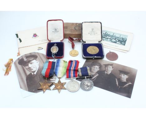 A Royal Navy long service and Second World War campaign medal group, comprising a George V long service medal to JX142583  C 