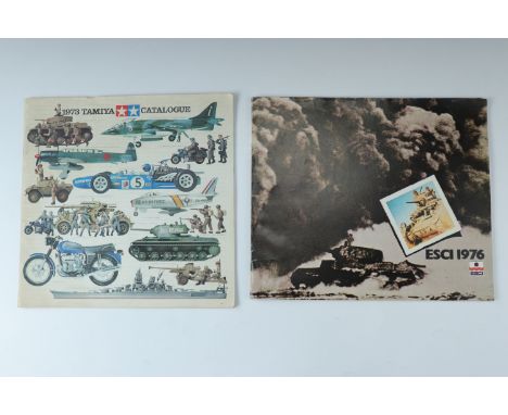 Two 1970s toy scale model catalogues, respectively for Tamiya and Esci models