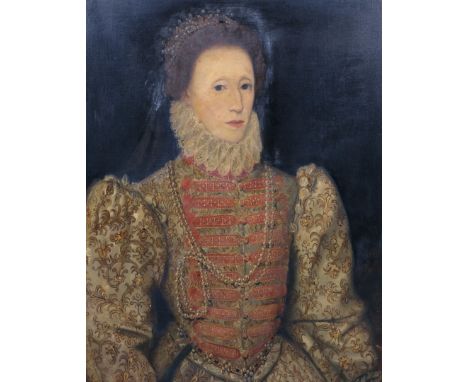 ELLEN DYER  Queen Elizabeth I, oils on canvas, 75 x 62cm After the "Darnley Portrait" in the National Portrait Gallery by an 