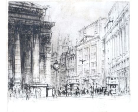 WILLIAM WALCOT (1874-1943) The Royal Exchange, 1933, drypoint etching, signed to the margin in pencil, 18 x 20cm