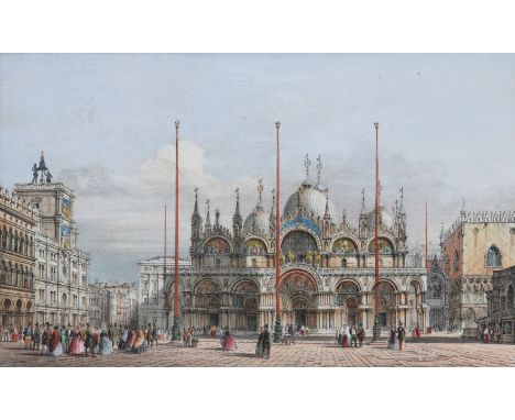G PIVIDOR (lithographer) 'Basilique De S Mark', lithograph, hand-coloured, 15 x 26cm; and four further similar Venetian scene