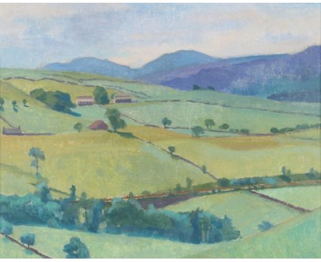 JOHN C. WILKINSON 'Looking Towards the Rhinog Fawr, Gwynedd', signed with initials, oils on board, 24.5 x 29.5cm Exh. Gallery