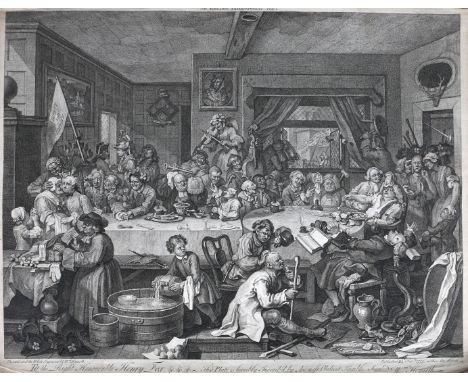 WILLIAM HOGARTH, G GRIGNION, LE CAVE AND F AVILINE 'An Election Entertainment', engravings, Plates I to IV, 43 x 56cm, all un