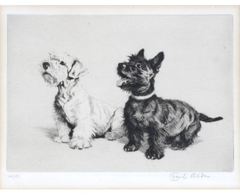 CECIL ALDIN (1870-1935) Two scottie dogs, etching, pencil signed in the margin and numbered 40/150, 15 x 21cm